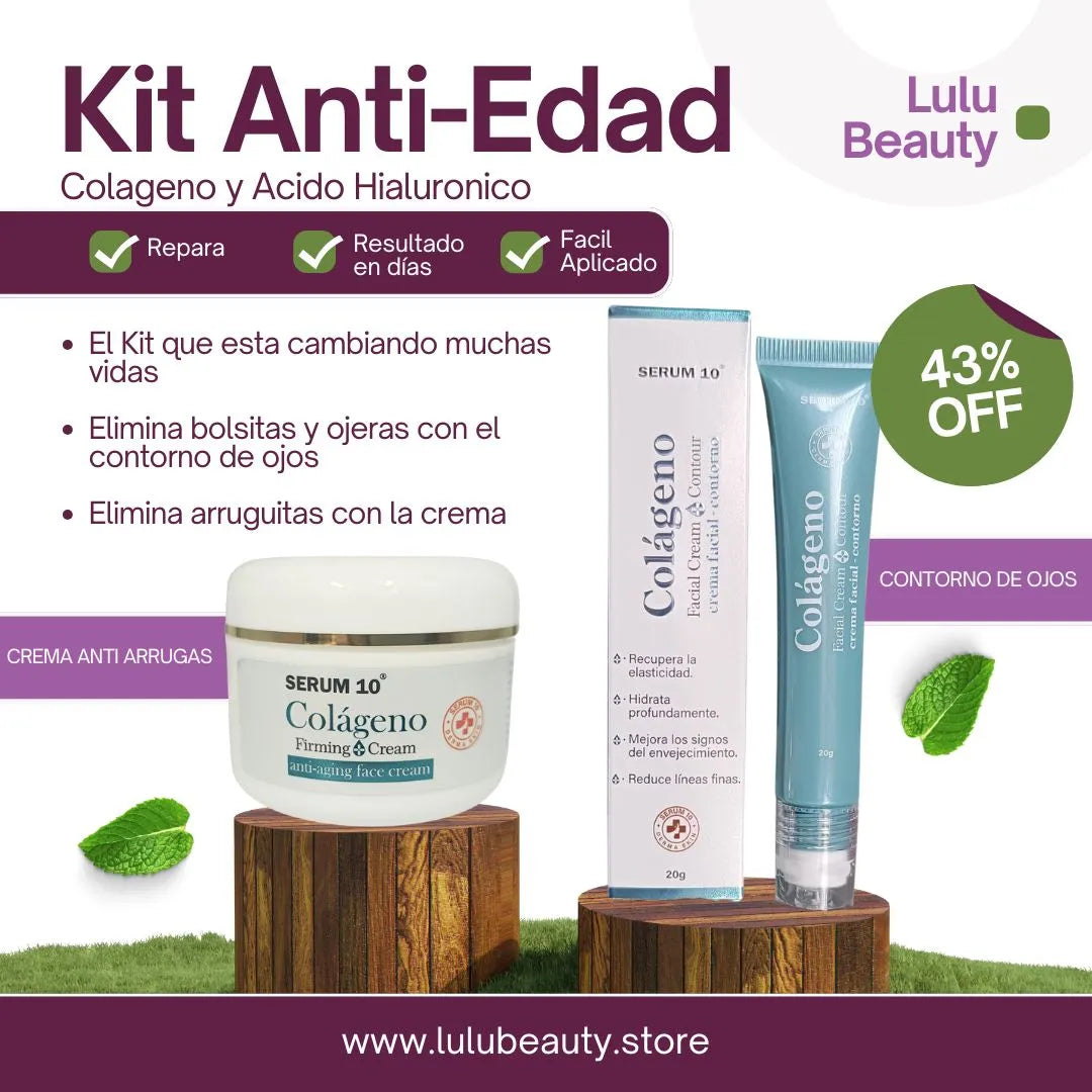 Kit Anti Edad - Con Colágeno y Acido Hialuronico - Serum 10®