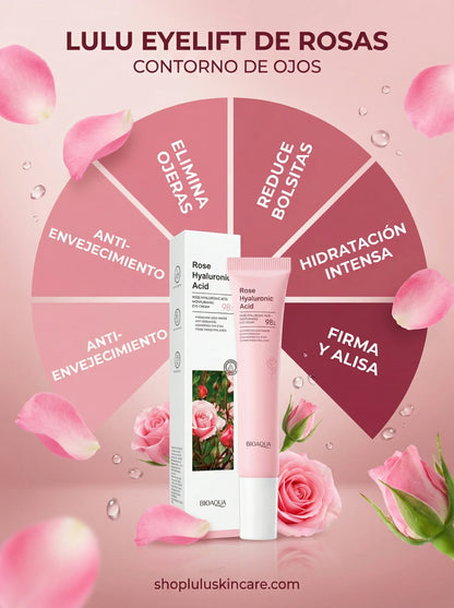 Lulú Beauty EyeLift  Roll-On Contorno de ojos de Rosas - Elimina las Ojeras y Bolsitas