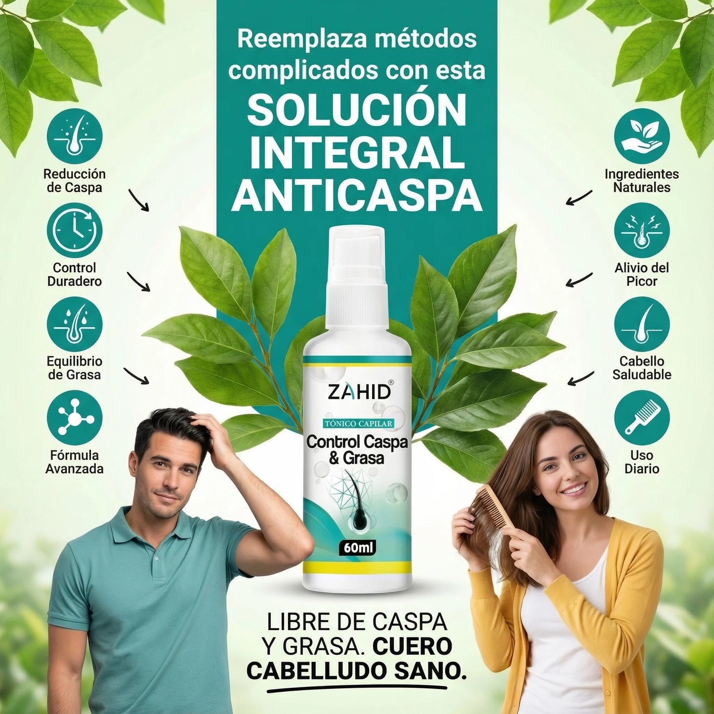 Zahiid Tónico para la Caspa - Controla y Elimina la Caspa Intensiva
